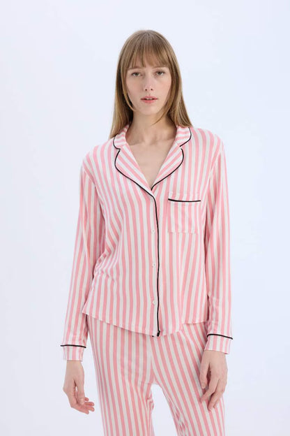 Fall in Love Striped Top Bottom 2 Piece Set - - Rose