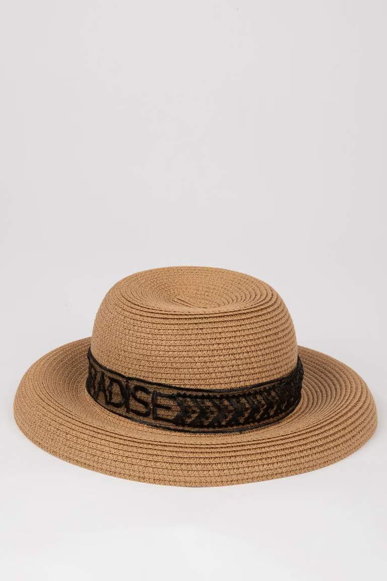 Woman Embroidered Straw Hat - -