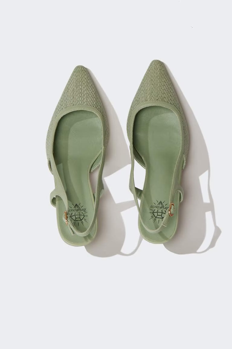 Woman Laced Faux Leather Heeled Sandals - - mint green