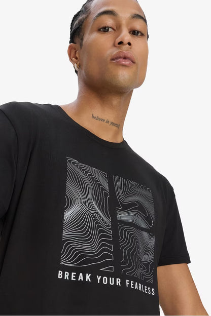 DeFactoFit Standard Fit Crew Neck Printed Sports T-Shirt - -