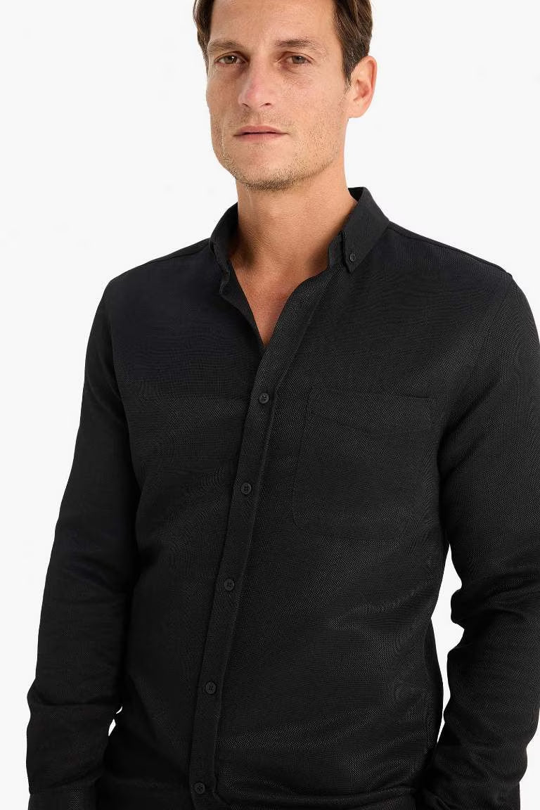 Slim Fit Polo Shirt Long Sleeve Shirt - -