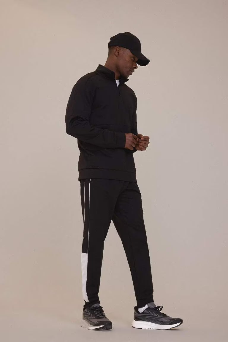 DeFactoFit Standard Fit Scuba Diver Fabric Jogger Sweatpants - - Black