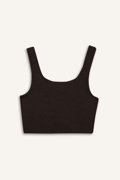 U Collar Tank Top - -