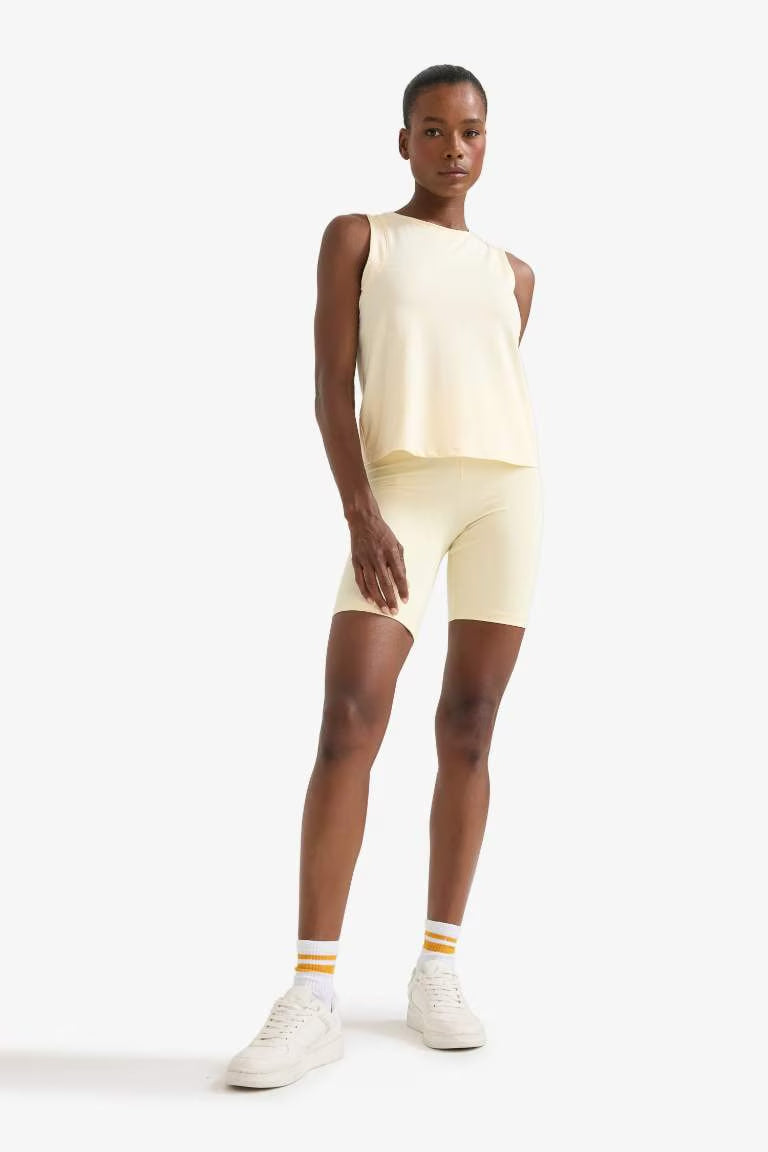 Regular Fit Crew Neck Sleeveless Tank Top - - parchment