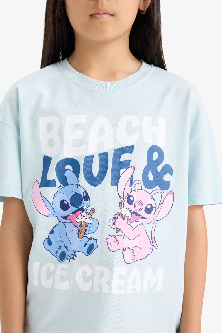 Girl Disney Lilo & Stitch Relax Fit Crew Neck T-Shirt - -
