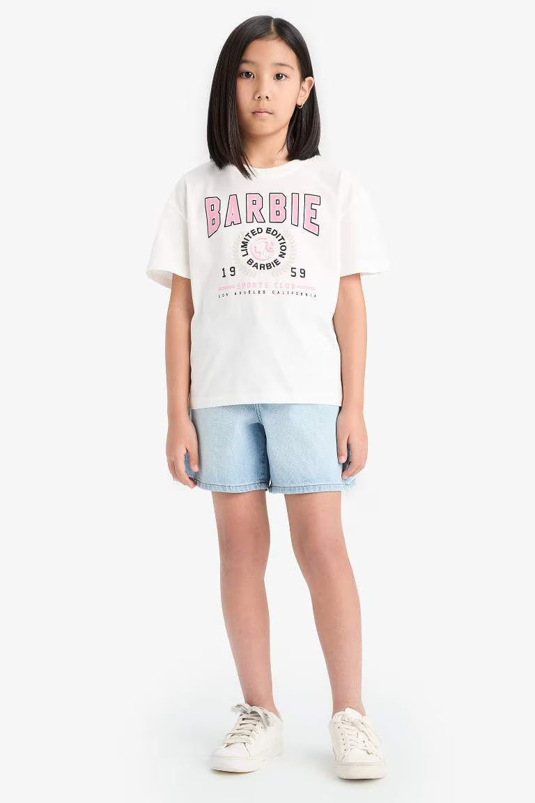 Girl Barbie Relax Fit Crew Neck Short Sleeve T-Shirt - -