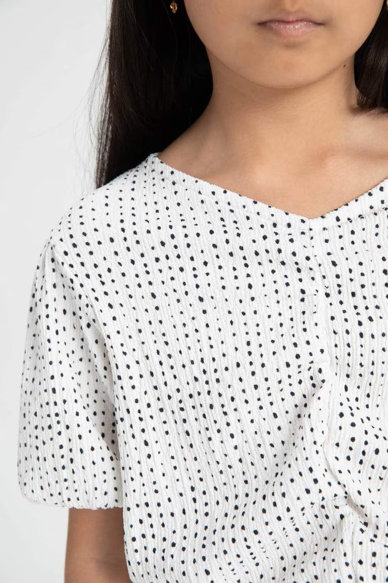 Girl Relax Fit Crinkle Fabric T-Shirt - -