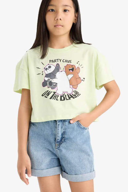 Girl We Bare Bears Crew Neck Short Sleeve T-Shirt - -