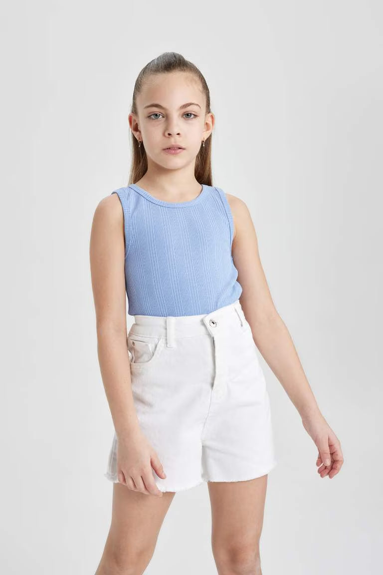 Girl Slim Fit Basic Camisole Tank Top - - Cornflower Blue