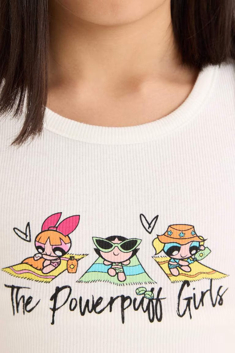 Girl Slim Fit PowerPuff Girls Licensed Ribana Tank Top - -