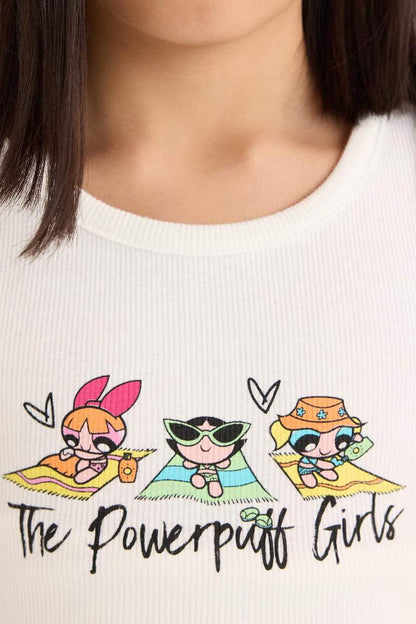Girl Slim Fit PowerPuff Girls Licensed Ribana Tank Top - -