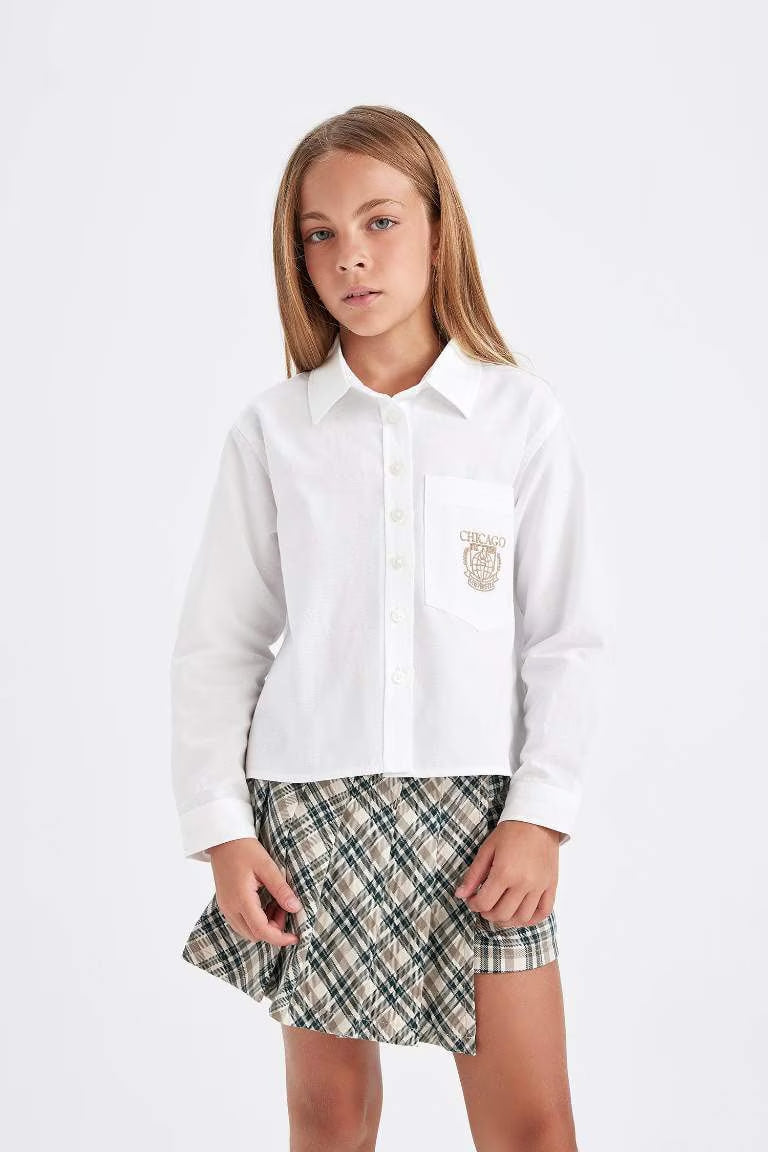 Girl Oversize Fit Poplin White School Shirt - - WHITE