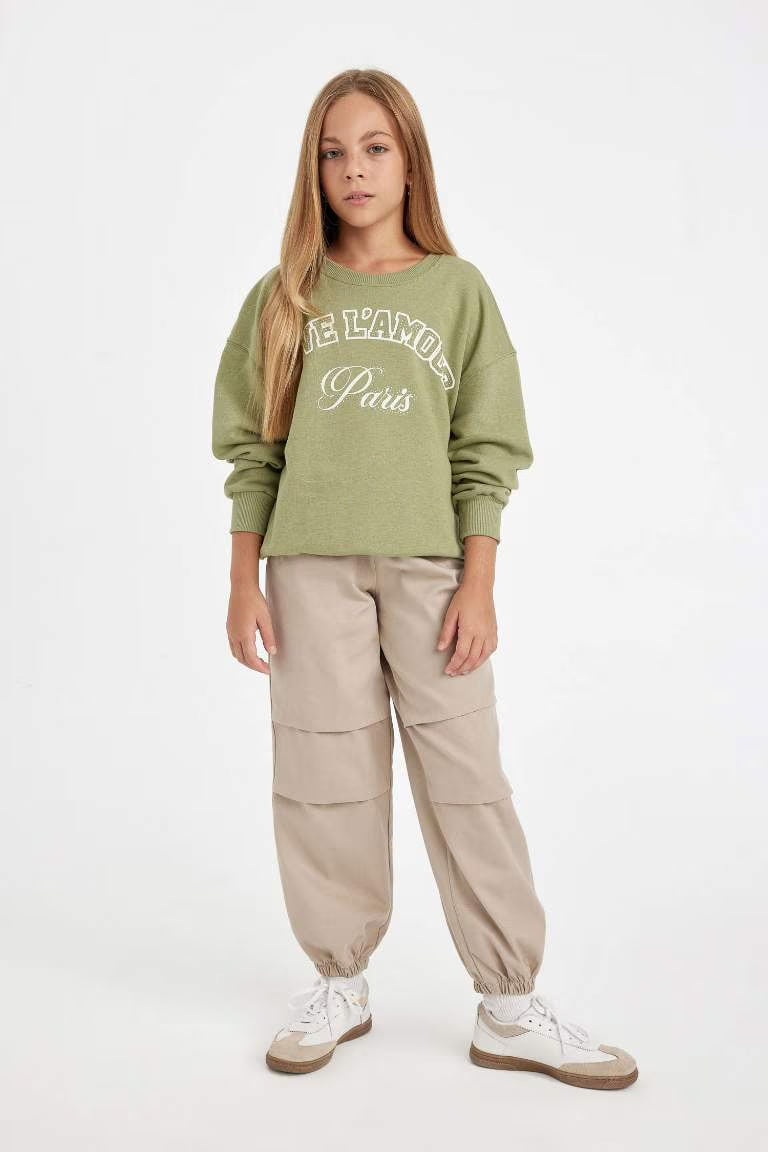 Girl Relax Fit Crew Neck Printed Sweatshirt - -