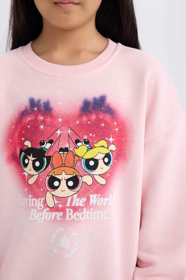 Girl PowerPuff Girls Relax Fit Crew Neck Sweatshirt - -