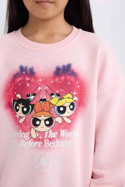Girl PowerPuff Girls Relax Fit Crew Neck Sweatshirt - -