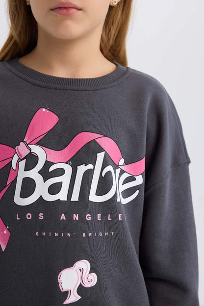Girl Barbie Relax Fit Crew Neck Sweatshirt - -