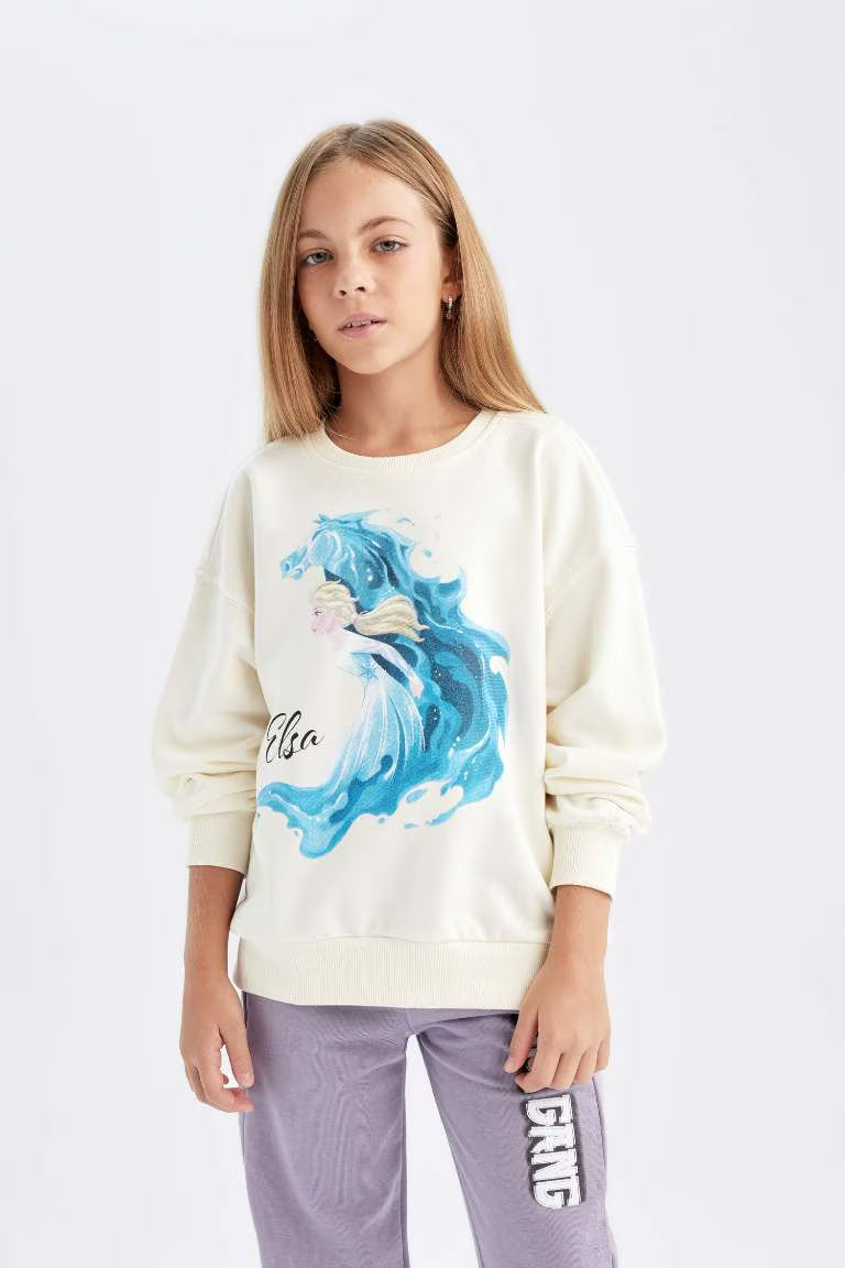Girl Frozen Relax Fit Crew Neck Sweatshirt - -