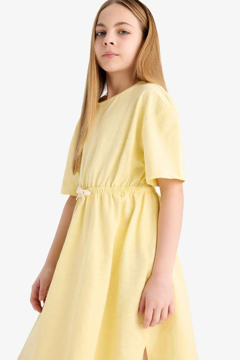 Girl Oversize Fit Short Sleeve Dress - - Yellow