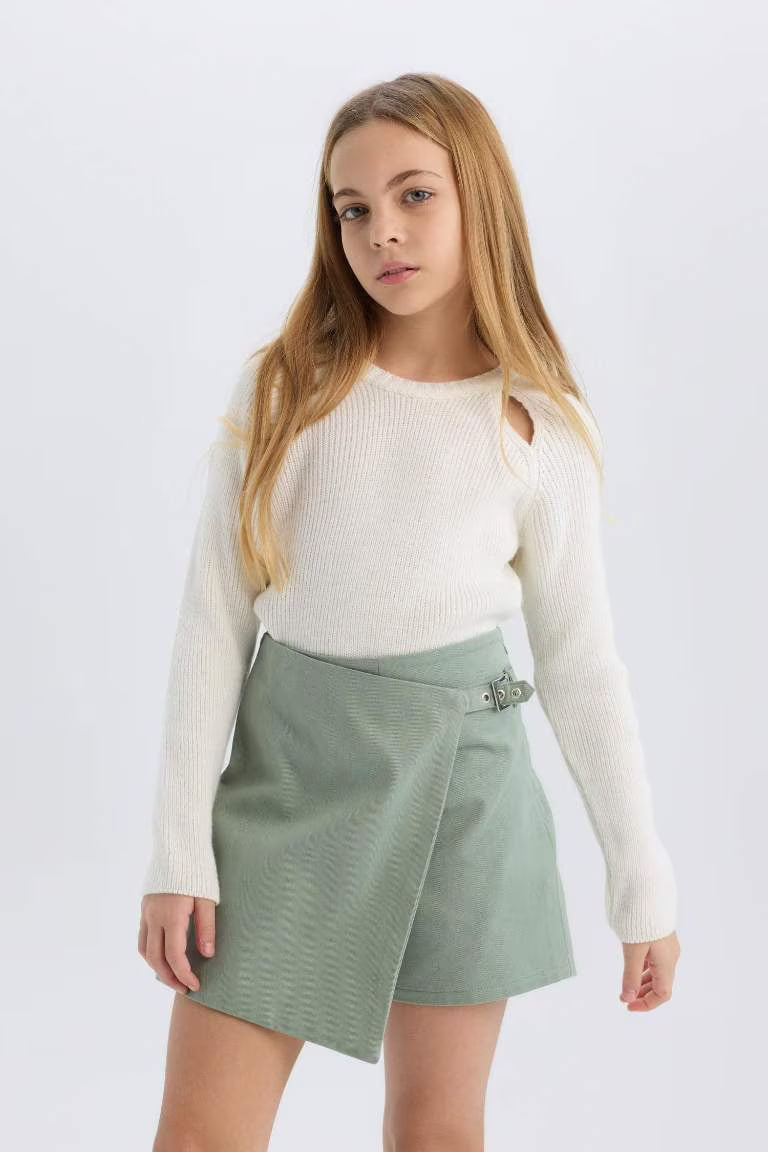 Girl Gabardine Short Skort - - Pistachio