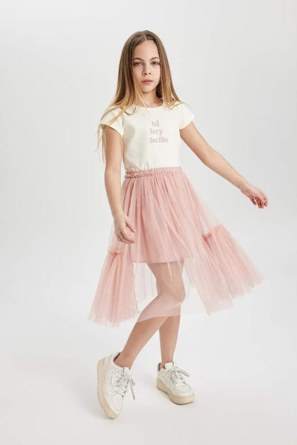 Girl Regular Fit Knitted Skirt - - Rose