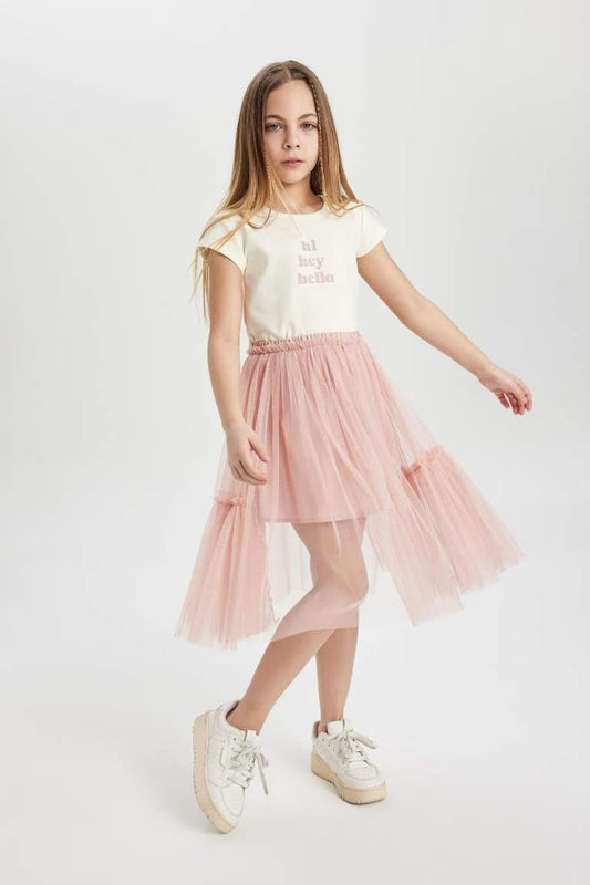 Girl Regular Fit Knitted Skirt - - Rose