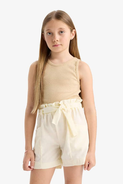 Girl Paperbag Shorts - - Ecru