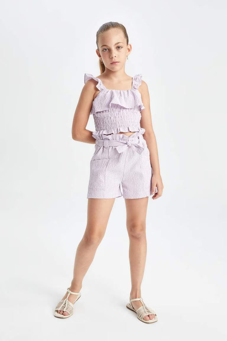 Girl Paperbag Shorts - - lavender