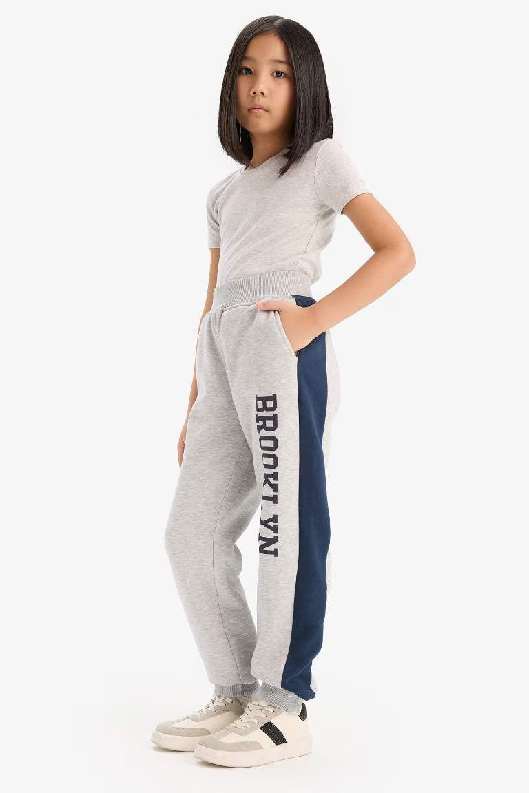 Girl Printed Thick Jogger Sweatpants - - Gray