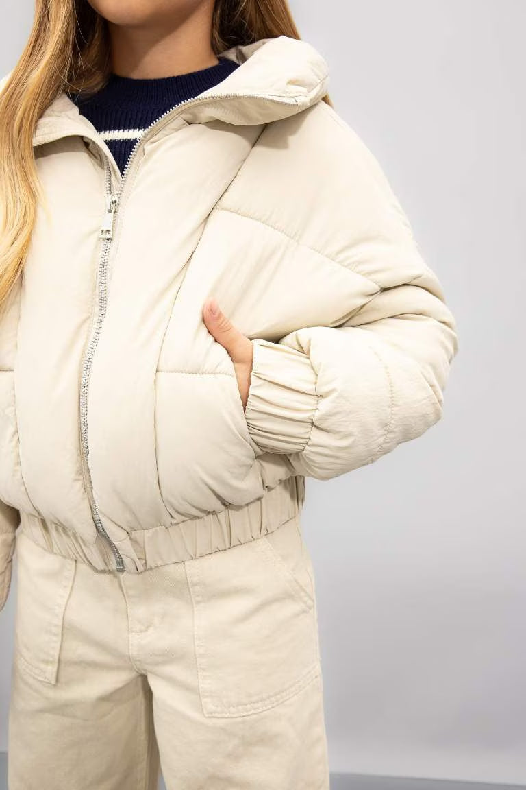 Girl Hooded Waterproof Puffer Jacket - -