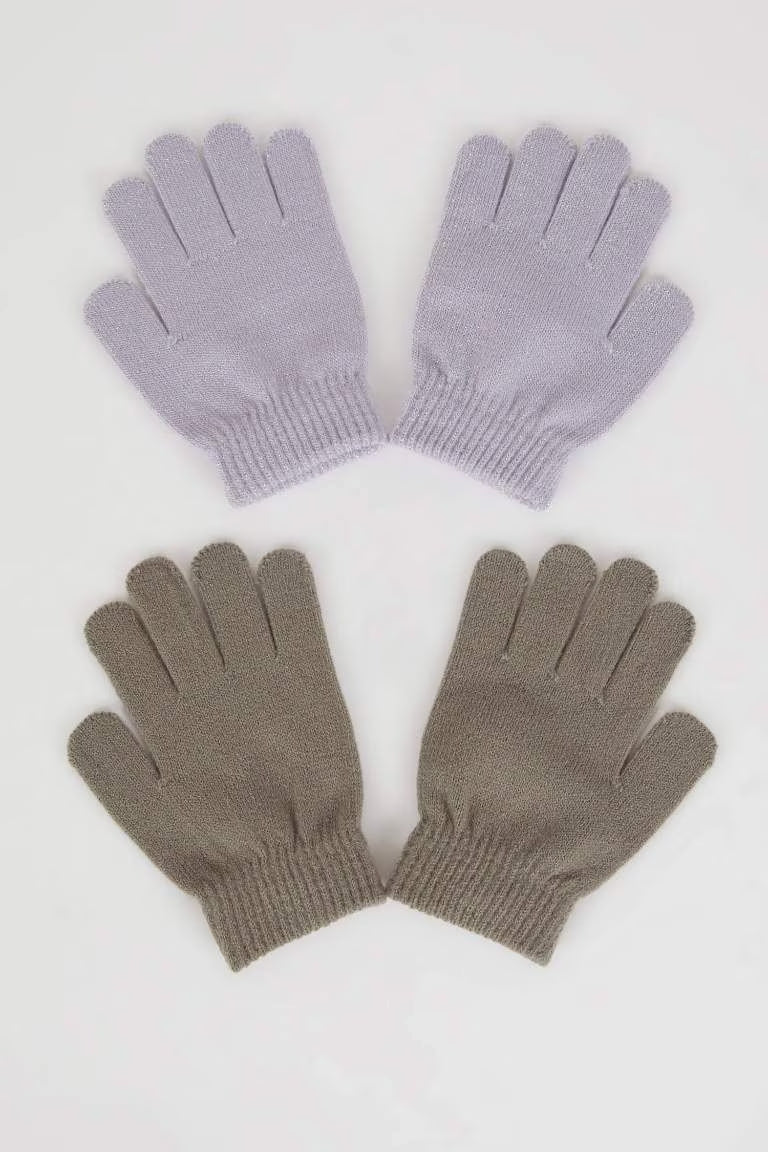 Girl 2 Piece Knitted Gloves - -