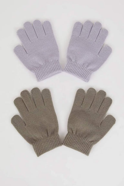 Girl 2 Piece Knitted Gloves - -
