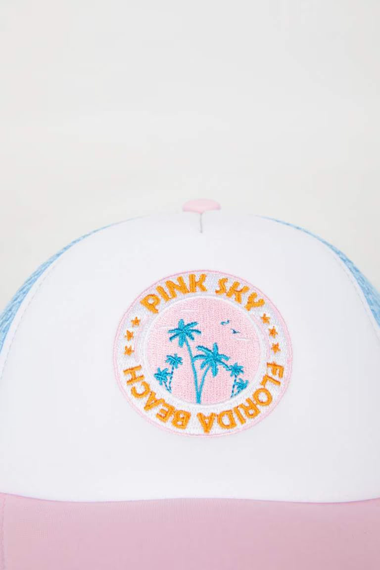 Girl Gabardine Embroidered Hat - -