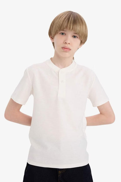 Boy Regular Fit Judge Collar Short Sleeve T-Shirt - -