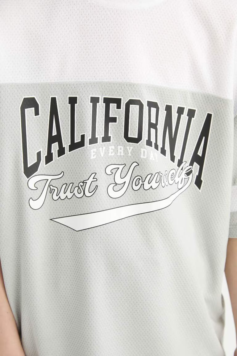 Boy Oversize Fit Crew Neck Printed Color Block T-Shirt - -