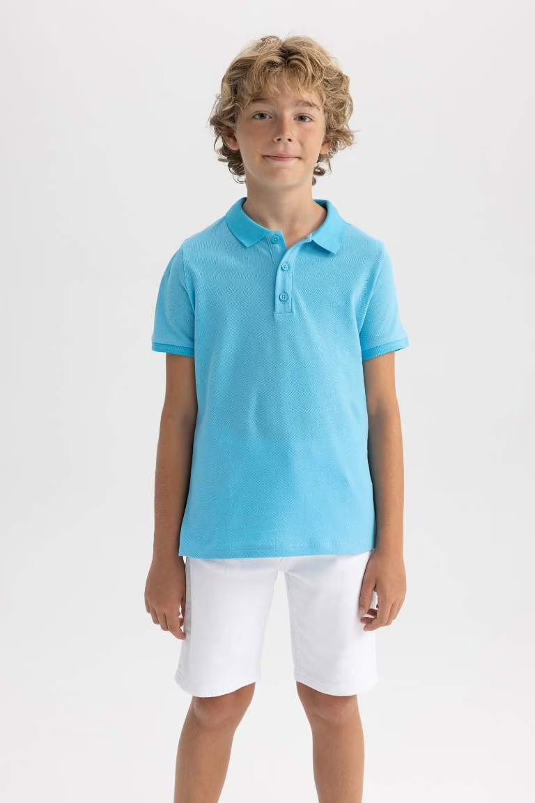 Regular Fit Short Sleeve Polo T-Shirt - - sky