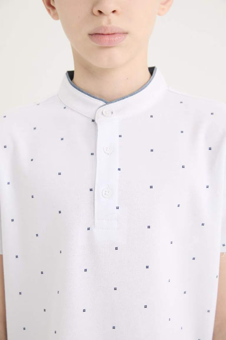 Boy Crew Neck Pique Polo T-Shirt - -