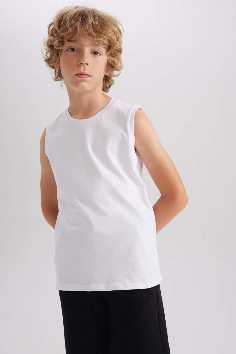 Boy Regular Fit Tank Top - - White
