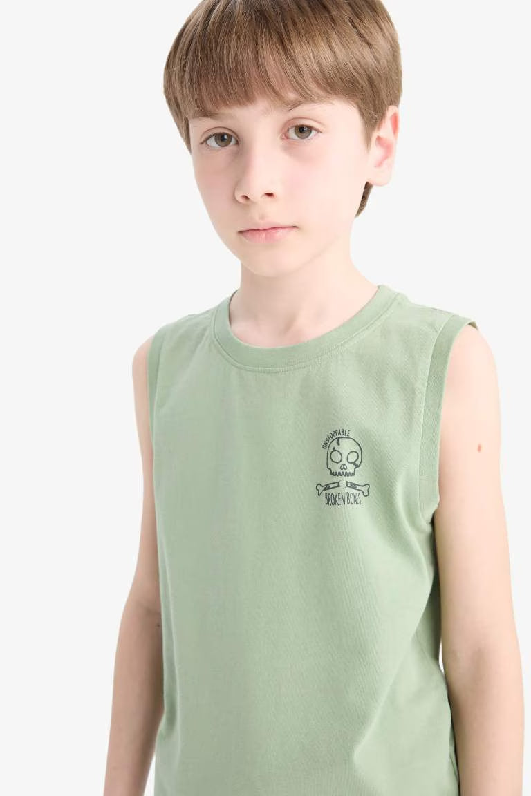 Boy Crew Neck Tank Top - - mint green