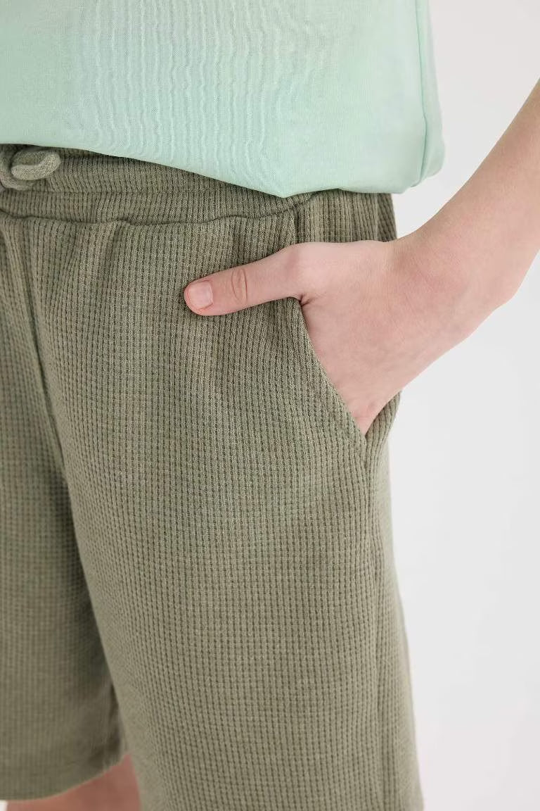 Boy Waffle Shorts - - khaki