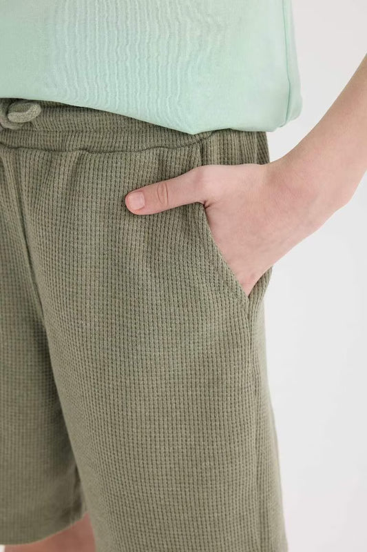 Boy Waffle Shorts - - khaki