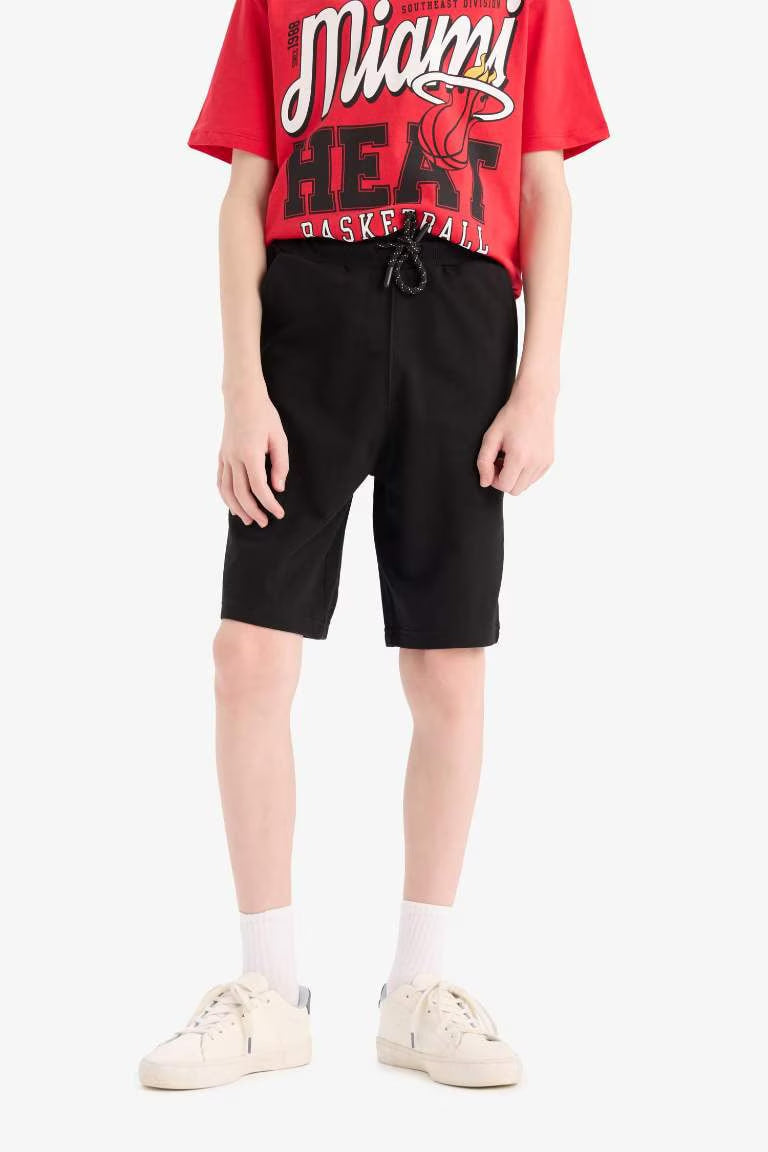 Boy Regular Fit Sweatshirt Fabric Shorts - - Black