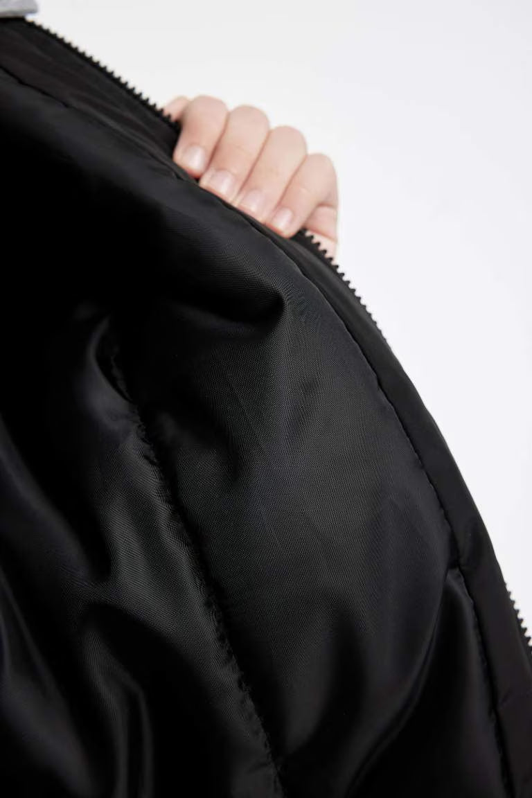 Boy Waterproof College Collar Zippered Bomber Jacket - -