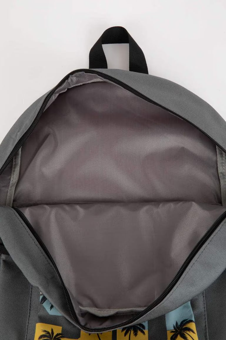 Unisex Patterned Oxford Backpack - -