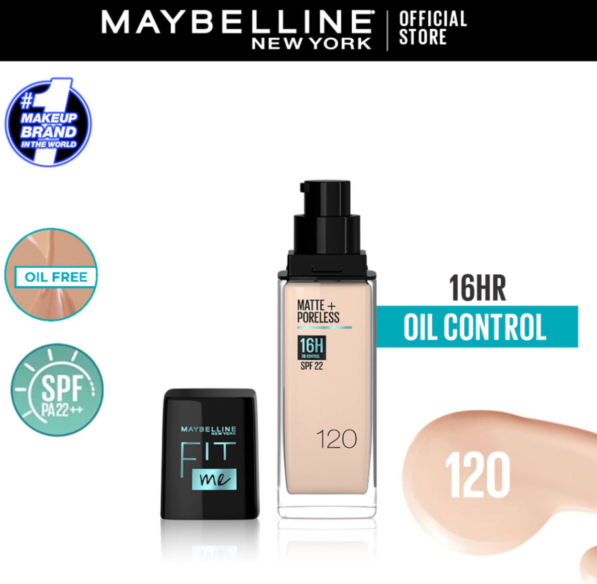 Maybelline New York Fit Me Matte + Poreless Liquid Foundation SPF 22 - - 120
