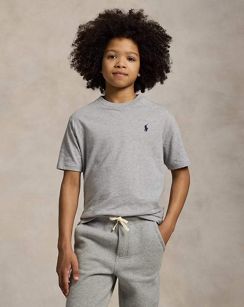 Cotton Jersey Crewneck Tee - - Gray