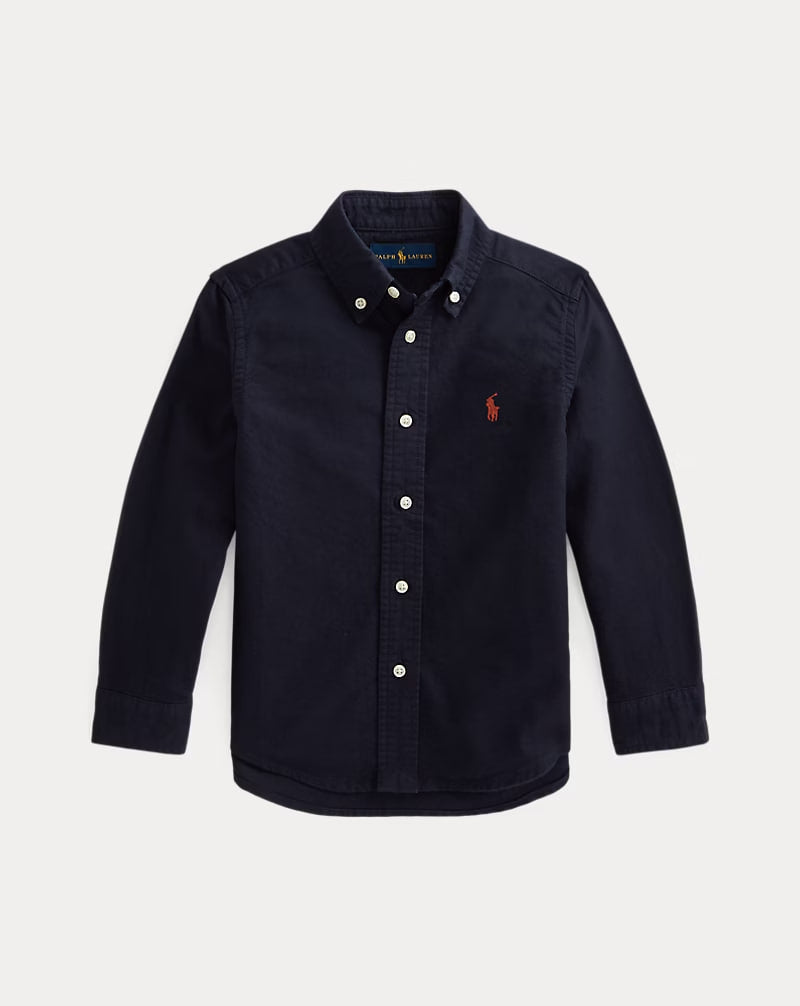 Garment-Dyed Cotton Oxford Shirt 2-6 - - Navy