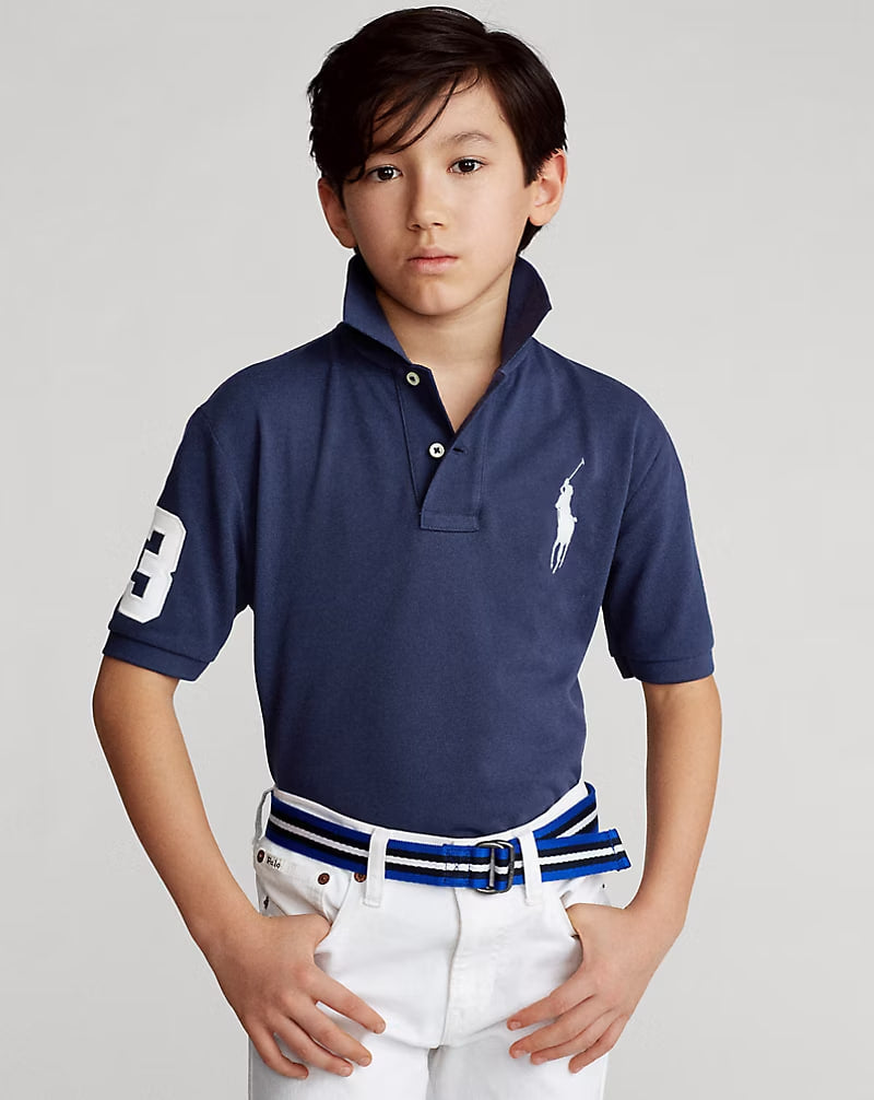 Big Pony Cotton Mesh Polo Shirt 8-20 - - Navy