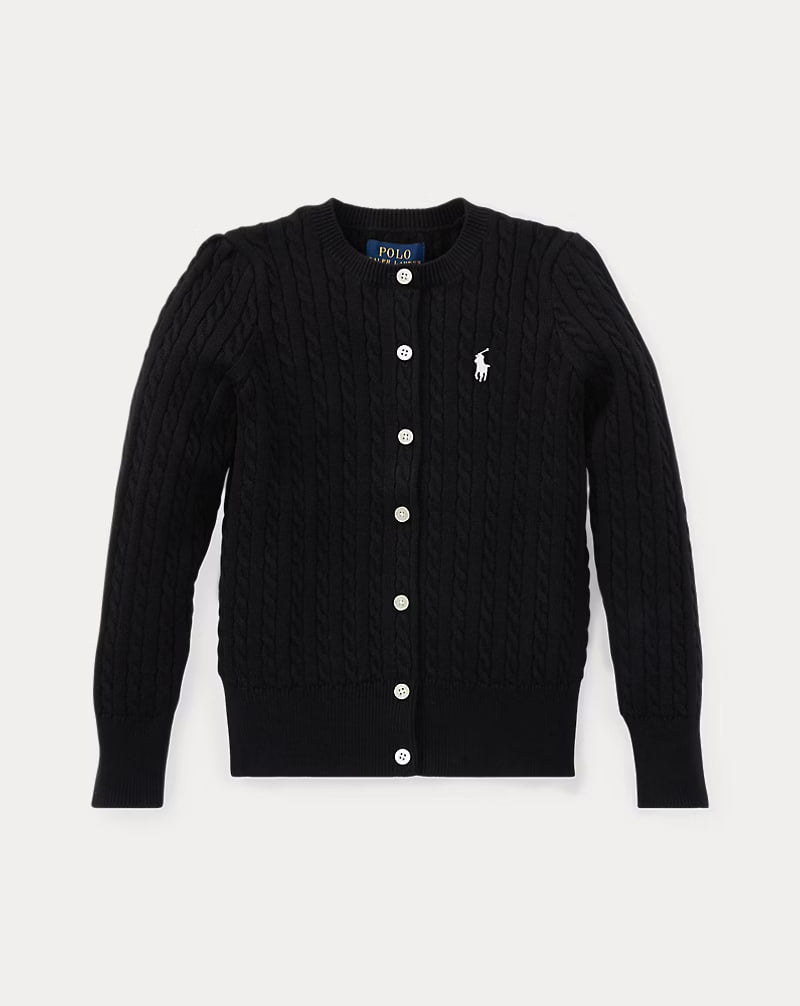 Mini-Cable Cotton Cardigan 2-6 - - Black
