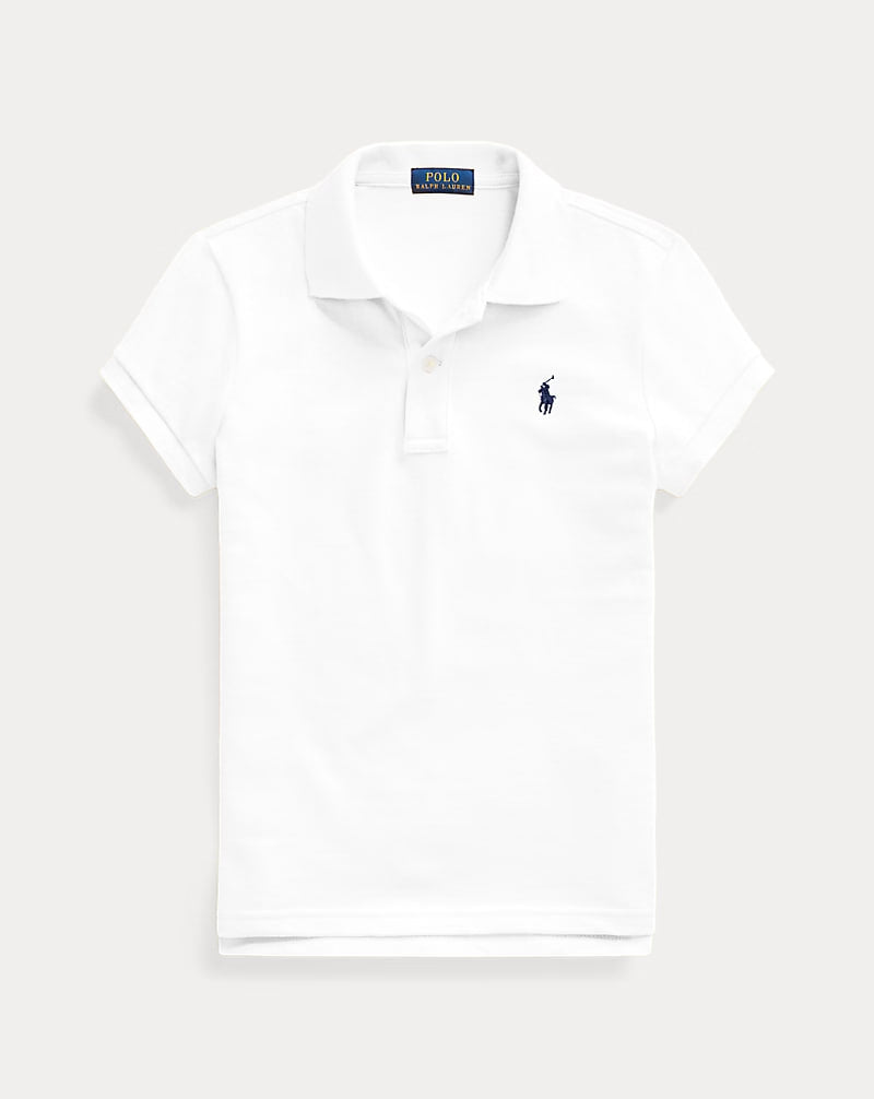 Cotton Mesh Polo Shirt 7-16 - - White