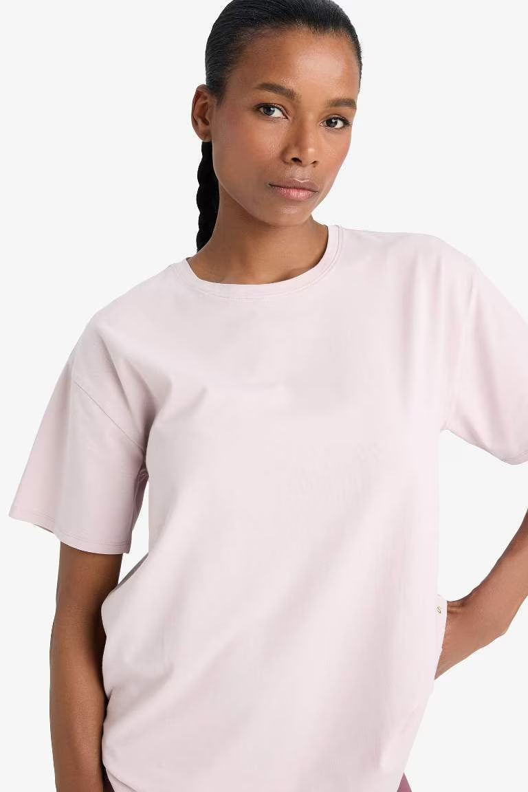 DeFactoFit Comfort Fit Crew Neck Sports T-Shirt - - light lilac
